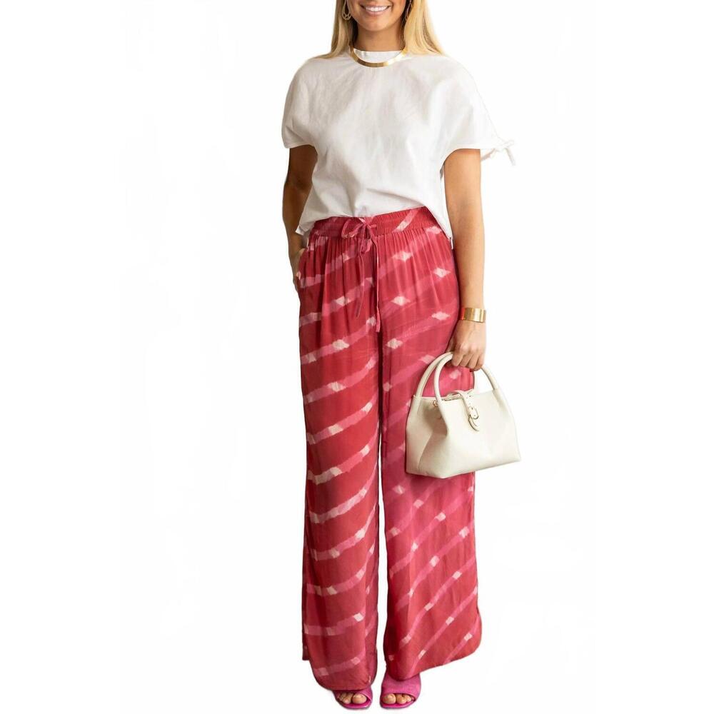NEW EXVOTO aiden wide leg trouser in raspberry